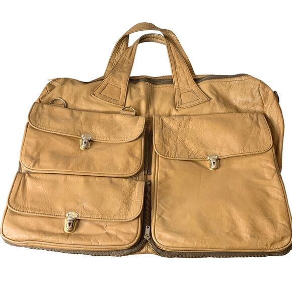 Botticelli Messenger Bag Office Briefcase College Expandable‎ Foldable Leather - Picture 1 of 7